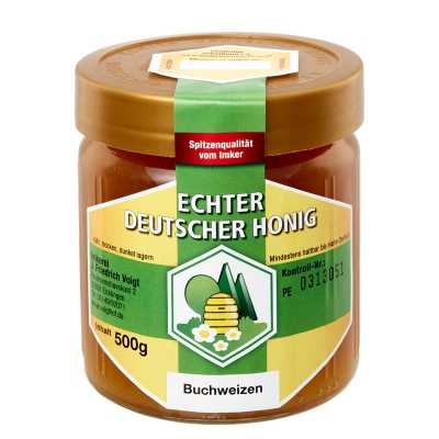 500g Glas Buchweizenhonig im Echter Deutscher Imkerhonigglas