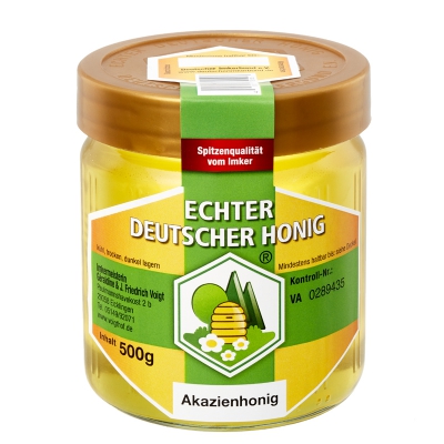 Flüssiger Akazienhonig im Echter Deutscher Honig Glas