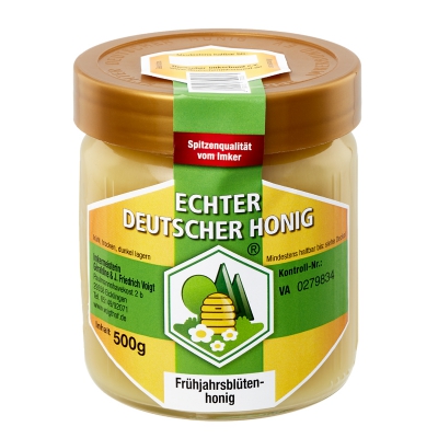 Cremiger Frühjahrsblütenhonig im 500g Glas