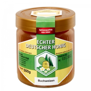 500g Glas Buchweizenhonig im Echter Deutscher Imkerhonigglas